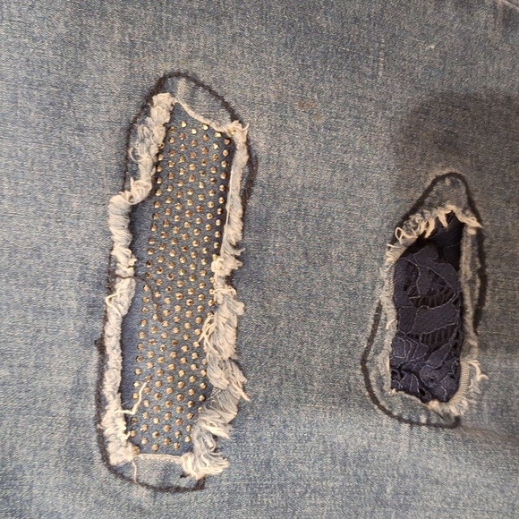 Q women's Ethyl Clothing blue stretch denim capris size 14 - Picture 2 of 6